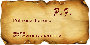Petrecz Ferenc névjegykártya
