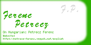 ferenc petrecz business card